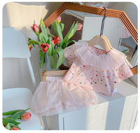 Load image into Gallery viewer, 2 Pieces Set Baby Girls Flower Print T-Shirts And Solid Color Shorts Wholesale 230323537
