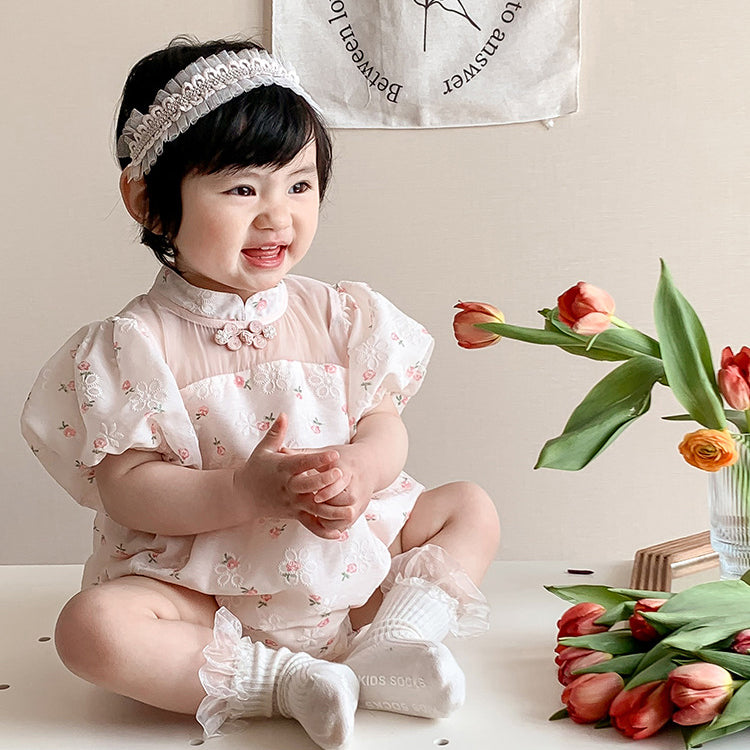 Baby Girls Flower Print Rompers Wholesale 230323549