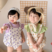 Load image into Gallery viewer, Baby Girls Color-blocking Flower Rompers Wholesale 230323586
