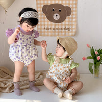 Load image into Gallery viewer, Baby Girls Color-blocking Flower Rompers Wholesale 230323586
