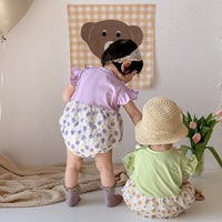 Load image into Gallery viewer, Baby Girls Color-blocking Flower Rompers Wholesale 230323586
