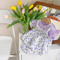 Load image into Gallery viewer, Baby Girls Color-blocking Flower Rompers Wholesale 230323586
