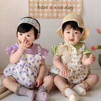 Load image into Gallery viewer, Baby Girls Color-blocking Flower Rompers Wholesale 230323586
