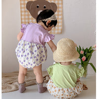 Load image into Gallery viewer, Baby Girls Color-blocking Flower Rompers Wholesale 230323586
