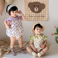 Load image into Gallery viewer, Baby Girls Color-blocking Flower Rompers Wholesale 230323586
