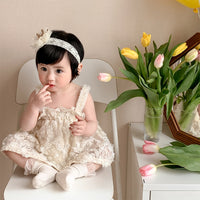 Load image into Gallery viewer, Baby Girls Flower Embroidered Rompers Wholesale 230323592
