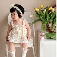 Load image into Gallery viewer, Baby Girls Flower Embroidered Rompers Wholesale 230323592
