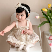 Load image into Gallery viewer, Baby Girls Flower Embroidered Rompers Wholesale 230323592
