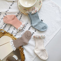 Load image into Gallery viewer, Unisex Flower Muslin&amp;Ribbed Print Accessories Socks Wholesale 230323594
