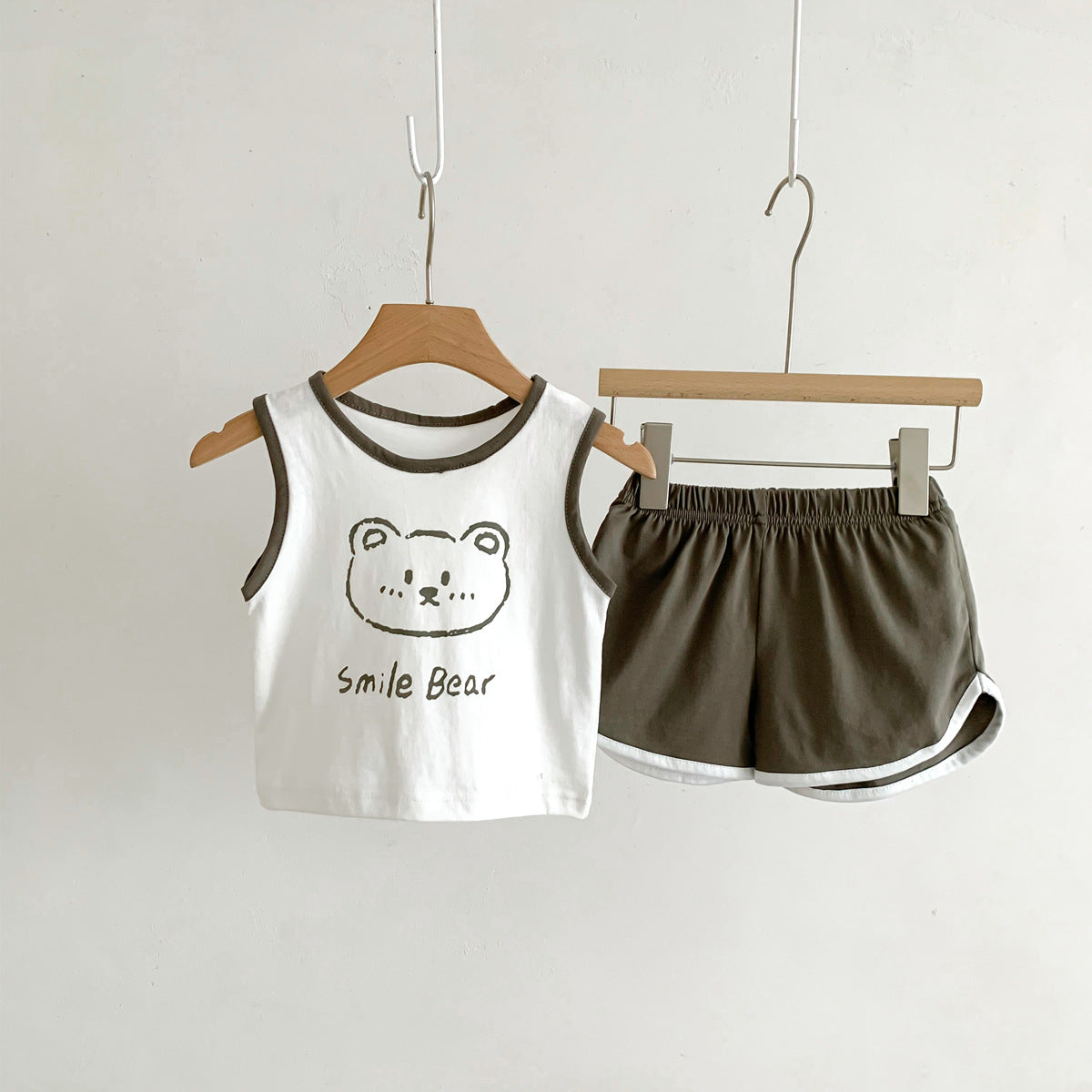 2 Pieces Set Baby Unisex Letters Color-blocking Cartoon Print Tank Tops And Shorts Wholesale 230326217