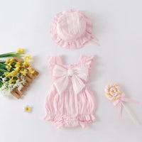 Load image into Gallery viewer, Baby Girls Solid Color Bow Rompers Wholesale 230326220
