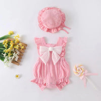 Load image into Gallery viewer, Baby Girls Solid Color Bow Rompers Wholesale 230326220
