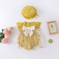 Load image into Gallery viewer, Baby Girls Bow Embroidered Rompers Wholesale 230326228
