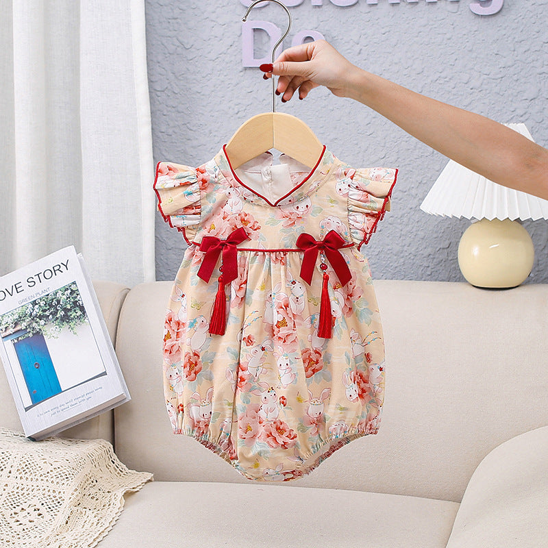 Baby Girls Flower Print Rompers Wholesale 230326235