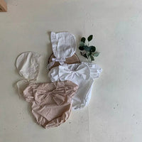 Load image into Gallery viewer, Baby Girls Solid Color Bow Rompers Wholesale 230326283
