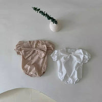 Load image into Gallery viewer, Baby Girls Solid Color Bow Rompers Wholesale 230326283
