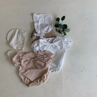 Load image into Gallery viewer, Baby Girls Solid Color Bow Rompers Wholesale 230326283
