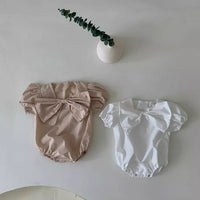 Load image into Gallery viewer, Baby Girls Solid Color Bow Rompers Wholesale 230326283
