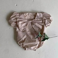 Load image into Gallery viewer, Baby Girls Solid Color Bow Rompers Wholesale 230326283
