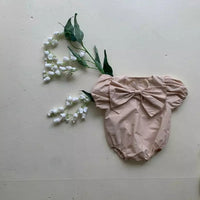 Load image into Gallery viewer, Baby Girls Solid Color Bow Rompers Wholesale 230326283
