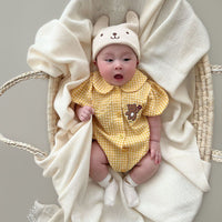 Load image into Gallery viewer, Baby Girls Checked Cartoon Print Rompers Wholesale 230326293
