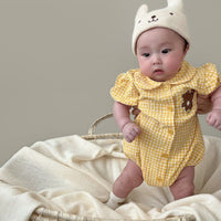 Load image into Gallery viewer, Baby Girls Checked Cartoon Print Rompers Wholesale 230326293
