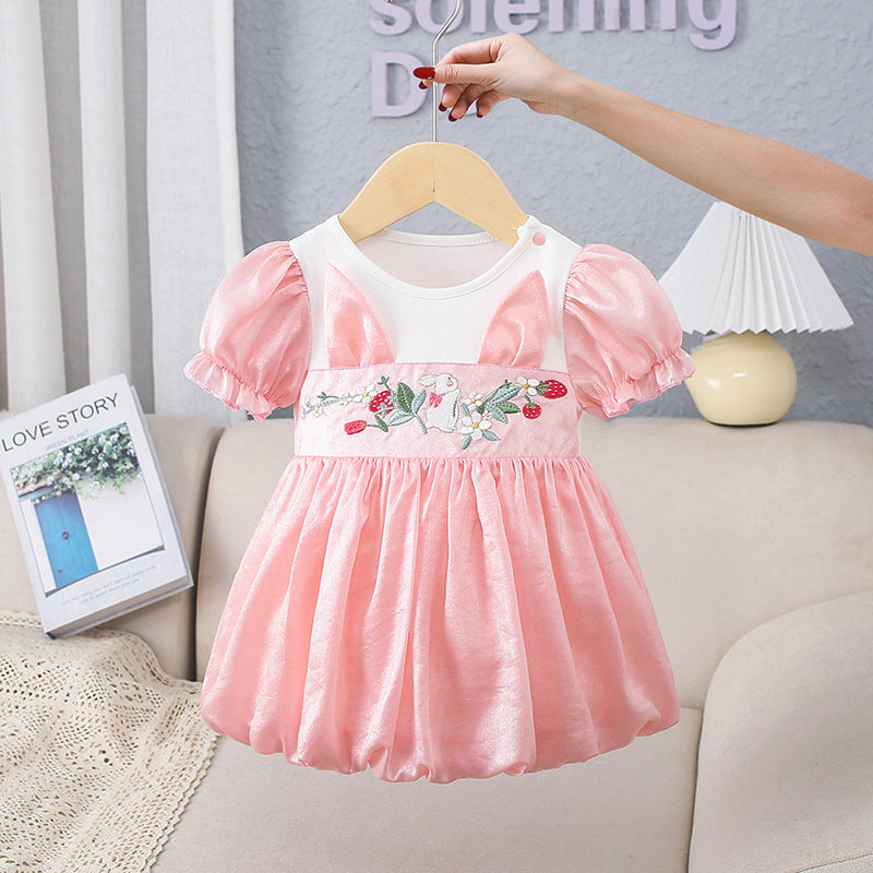 Baby Kid Girls Rabbit Embroidered Dresses Wholesale 230326328