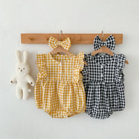 Load image into Gallery viewer, Baby Girls Checked Rompers Wholesale 230326335
