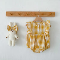 Load image into Gallery viewer, Baby Girls Checked Rompers Wholesale 230326335
