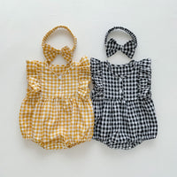 Load image into Gallery viewer, Baby Girls Checked Rompers Wholesale 230326335

