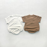 Load image into Gallery viewer, Baby Girls Letters Embroidered Muslin&amp;Ribbed Rompers Wholesale 230326336
