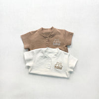 Load image into Gallery viewer, Baby Girls Letters Embroidered Muslin&amp;Ribbed Rompers Wholesale 230326336
