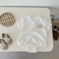 Load image into Gallery viewer, Baby Girls Letters Embroidered Muslin&amp;Ribbed Rompers Wholesale 230326336
