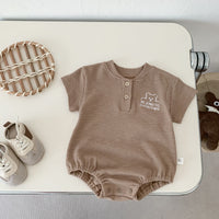 Load image into Gallery viewer, Baby Girls Letters Embroidered Muslin&amp;Ribbed Rompers Wholesale 230326336
