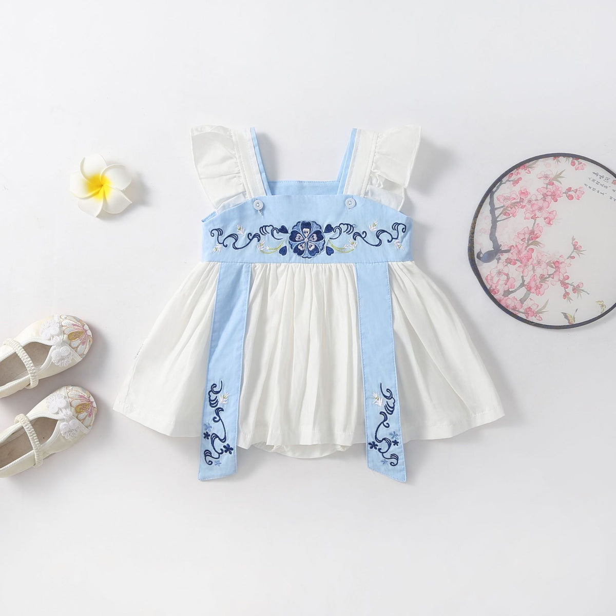 Baby Girls Flower Embroidered Rompers Wholesale 230326358