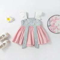 Load image into Gallery viewer, Baby Girls Flower Embroidered Rompers Wholesale 230326358
