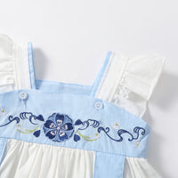 Load image into Gallery viewer, Baby Girls Flower Embroidered Rompers Wholesale 230326358
