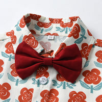 Load image into Gallery viewer, 2 Pieces Set Baby Kid Boys Flower Bow Print Shirts And Solid Color Shorts Wholesale 230326360
