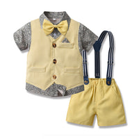 Load image into Gallery viewer, 3 Pieces Set Baby Kid Boys Birthday Party Bow Shirts Solid Color Vests Waistcoats And Color-blocking Rompers Wholesale 230326403
