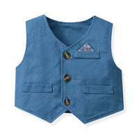 Load image into Gallery viewer, 3 Pieces Set Baby Kid Boys Birthday Party Bow Shirts Solid Color Vests Waistcoats And Color-blocking Rompers Wholesale 230326403
