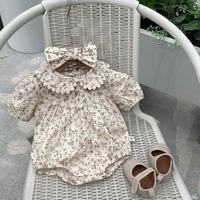 Load image into Gallery viewer, Baby Girls Flower Print Rompers Wholesale 230326405
