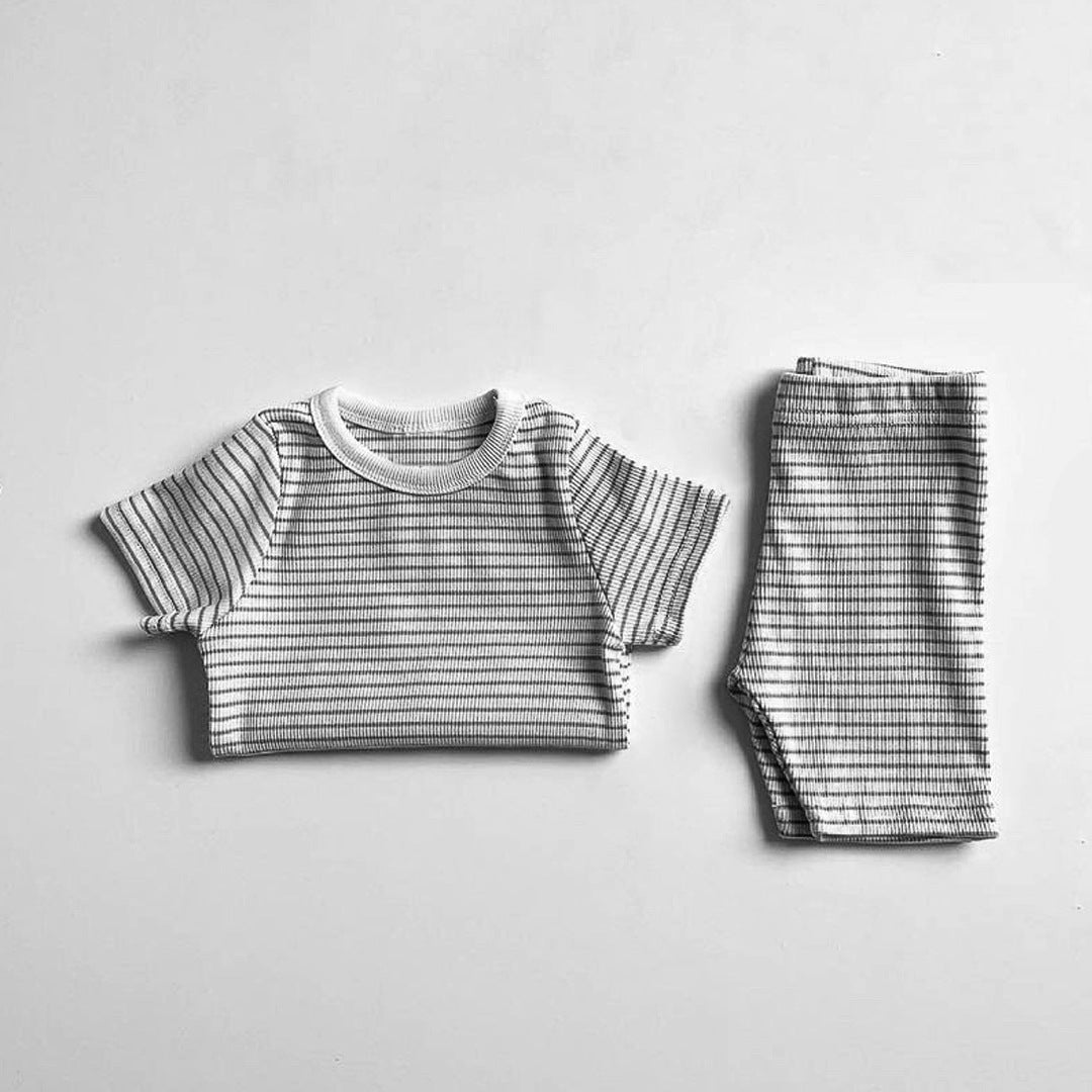 2 Pieces Set Baby Unisex Striped T-Shirts And Shorts Wholesale 230326413