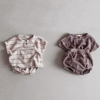 Load image into Gallery viewer, 2 Pieces Set Baby Unisex Striped Tops And Shorts Wholesale 230326431
