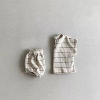 Load image into Gallery viewer, 2 Pieces Set Baby Unisex Striped Tops And Shorts Wholesale 230326431
