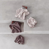 Load image into Gallery viewer, 2 Pieces Set Baby Unisex Striped Tops And Shorts Wholesale 230326431
