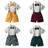 Load image into Gallery viewer, 2 Pieces Set Baby Kid Boys Birthday Party Bow Shirts And Solid Color Rompers Wholesale 230326451
