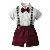 Load image into Gallery viewer, 2 Pieces Set Baby Kid Boys Birthday Party Bow Shirts And Solid Color Rompers Wholesale 230326451
