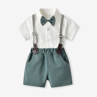 Load image into Gallery viewer, 2 Pieces Set Baby Kid Boys Birthday Party Bow Shirts And Solid Color Rompers Wholesale 230326451

