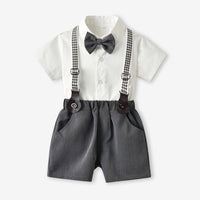 Load image into Gallery viewer, 2 Pieces Set Baby Kid Boys Birthday Party Bow Shirts And Solid Color Rompers Wholesale 230326451
