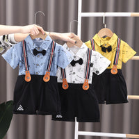 Load image into Gallery viewer, 2 Pieces Set Baby Kid Boys Cartoon Print Shirts And Rompers Wholesale 23032804
